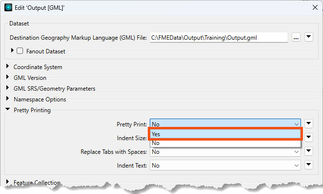Setting Pretty Print to Yes